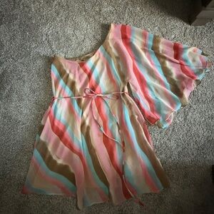 Abi Ferrin Elegant Beige and Pink Dress